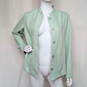 Y2K Pastel Green Mandarin Collar Button Up Lightweight Jacket